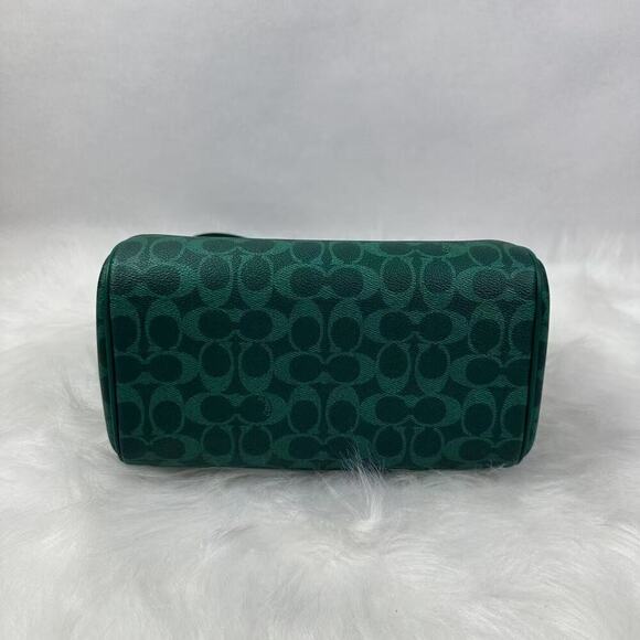 Coach Medium Rowan Satchel Bag Crossbody Signature Canvas CV961 Bright Jade NWT - Picture 7 of 10